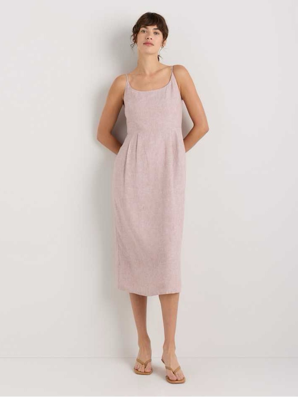 Quince 100% European Linen Scoop Neck Midi Dress